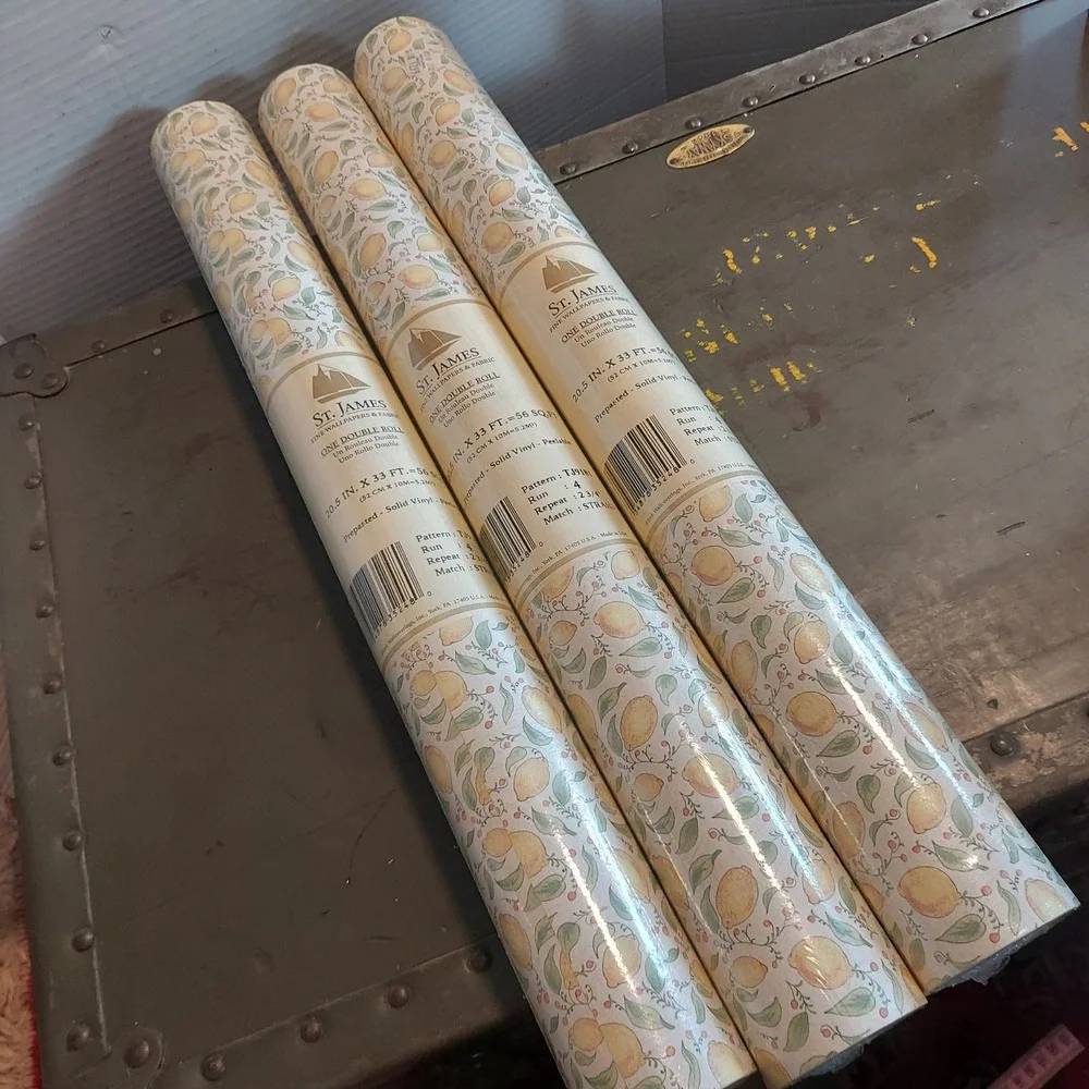 3 Rolls St. James York Wallcoverings Lemon Vine Wallpaper TJ9181 Solid Vinyl